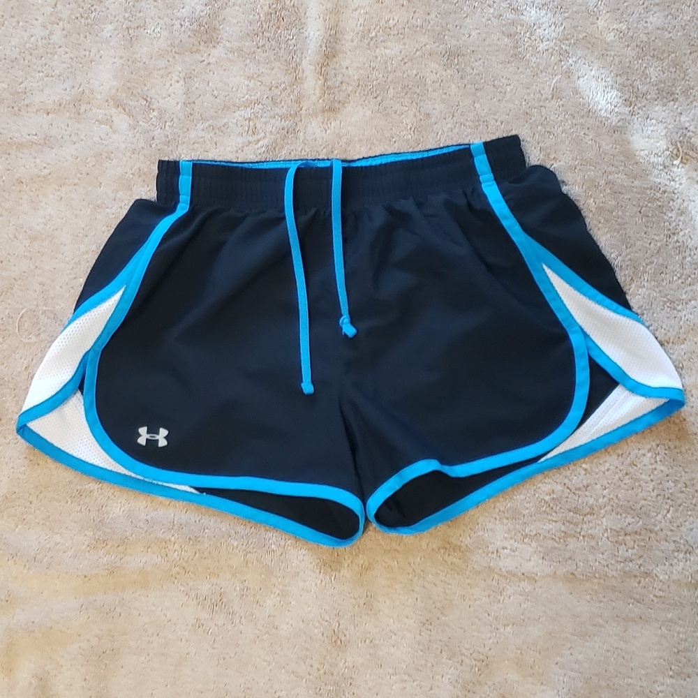Under Armour Black Athletic Shorts with Blue Trim